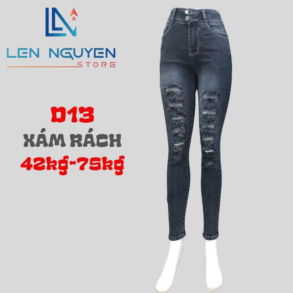 D13_Quần jean nữ, dài, lưng cao, quần bò nữ dáng ôm, quần rin nữ có big size, cho 42kg đến 75kg,LEN NGUYEN STORE