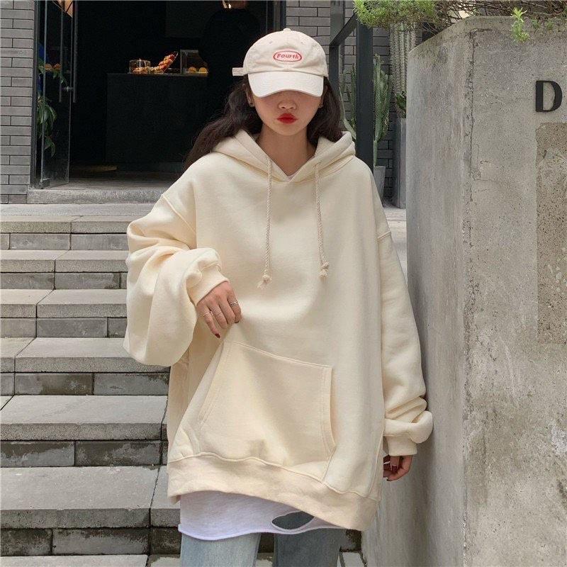 Áo Hoodie Nỉ bông TRƠN màu KEM/XÁM CHÌ UNISEX/Nam nữ unisex/ HOODIE TRƠN Jaystoree