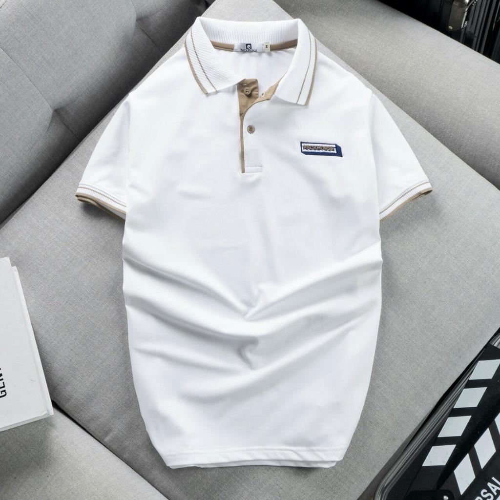 [P0160] Áo cổ bẻ Pack H chất liệu vải cá sấu Poly cao cấp (HÀNG XUẤT KHẨU) - Trắng