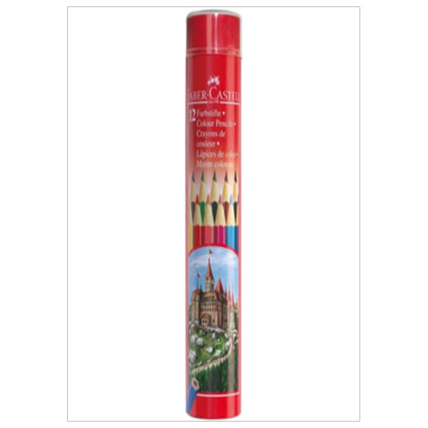 Chì Màu Lục Giác Castell-115826 -12 Màu Dài (Hộp Thiếc Tròn) Faber Castell