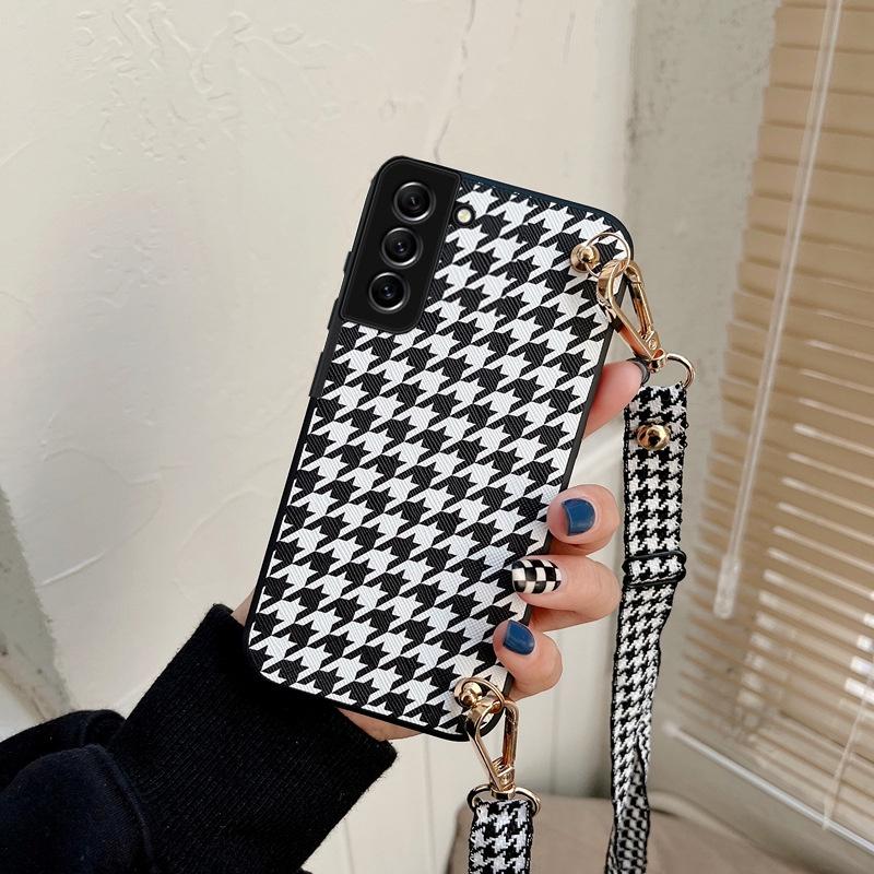 Ốp Lưng Houndstooth Kèm Dây Đeo Dài Cho Samsung Galaxy Note 20 Ultra / Note 20 / Note 10 Plus / Note 10 / Note 9