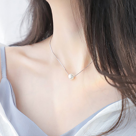 Dây Chuyền Bạc | Dây Chuyền Xi Bạc Nữ Hạt Tròn - XBDB10 - Bảo Ngọc Jewelry