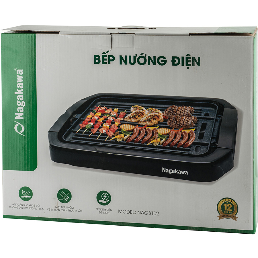 Bếp Nướng Điện 2 Mặt Nagakawa NAG3102 (2000W) - Hàng Chính Hãng