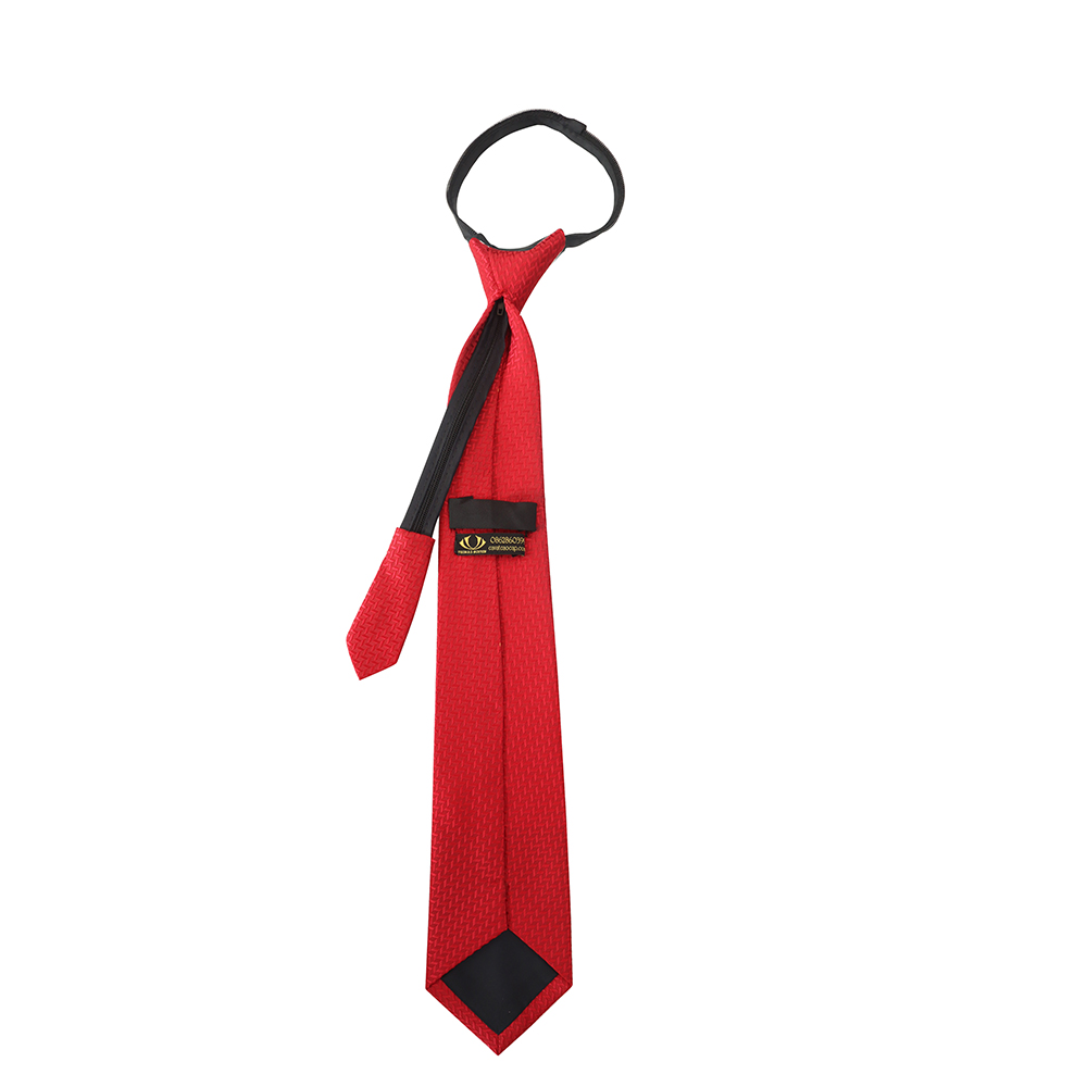 Cà vạt thắt sẵn, cà vạt khóa kéo-Cà vạt dây kéo màu đỏ họa tiết CK8DOH001