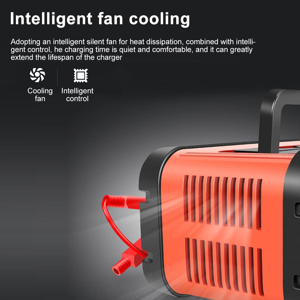 E-FAST Car Battery Chargers 12V/24V Intelligent Pulse Repairing Charge Device Automotive Battery Trickle Maintainer with LCD Digital Display for Car Truck Motorcycle Battery Leadacid Battery Lithium Battery