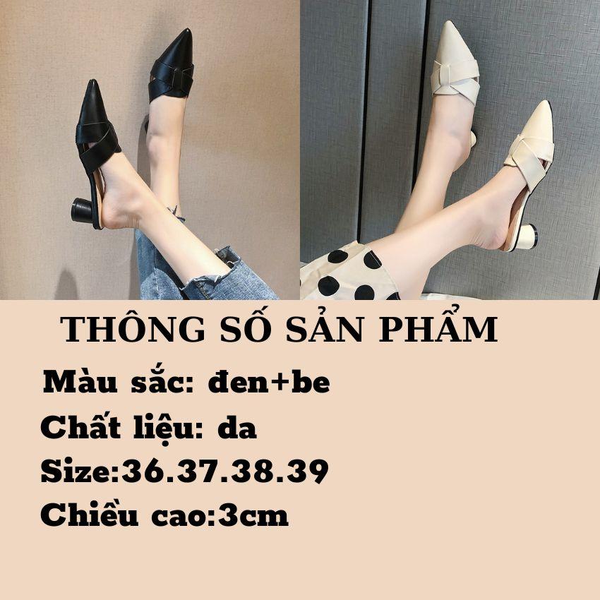 Sục Nữ Mũi Nhọn 3 Phân Mẫu Mới Hiện Đại Trẻ Trung,Giày Sục Nữ Thời Trang Màu Đen Và Be S03