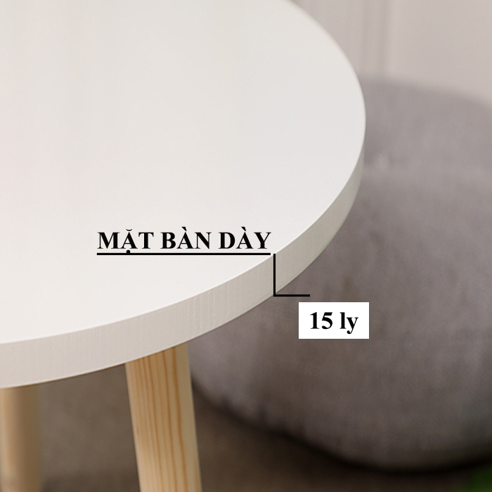 Bàn trà  tròn, bàn sofa HOLI ( BT01) tròn bệt, đường kính mặt bàn 60x60cm, chân gỗ sồi tự nhiên ( Màu Trắng