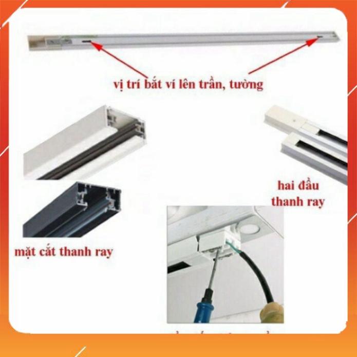 Thanh Ray Đèn Rọi 1m và 1,5m, Ray Đèn Rọi Gắn Tường Trang Trí Cửa Hàng