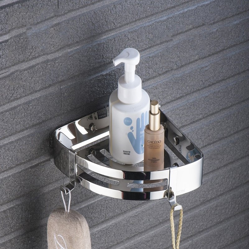 Kệ Góc INOX SUS304 Để Đồ Phòng Tắm, Giá Để Đồ Gia Vị Nhà Bếp Lắp Đặt Dán Tường Gạch Men - SU304