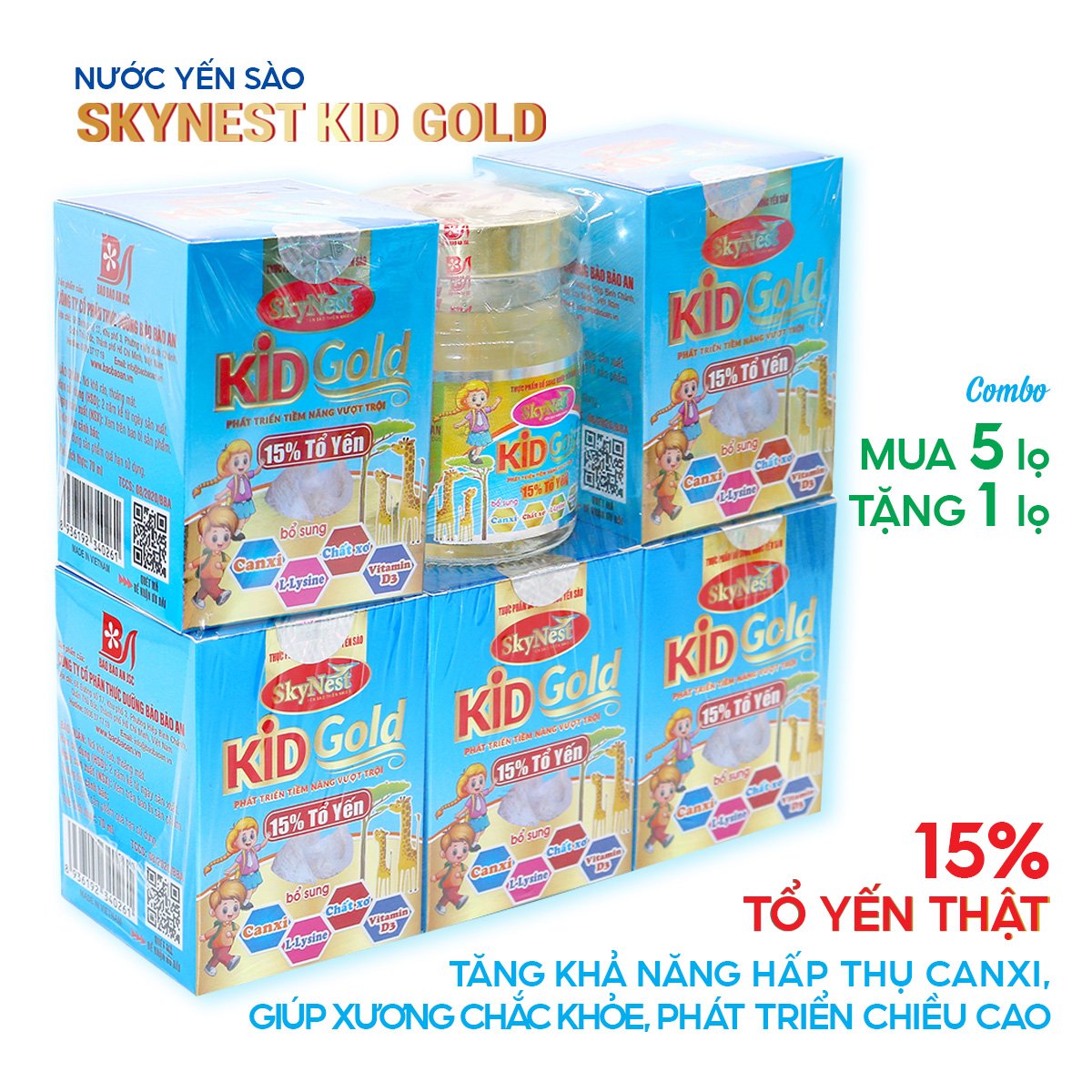 Nước yến sào SkyNest Kid Gold 15% Tổ Yến cho trẻ nhỏ