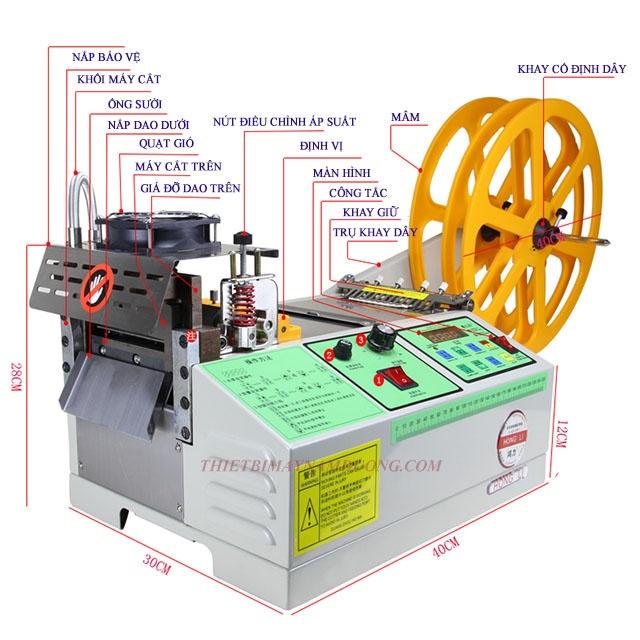 Máy cắt nhãn mác > Dây viền > Dây đai nhiệt tự động > Cắt nhám xéo