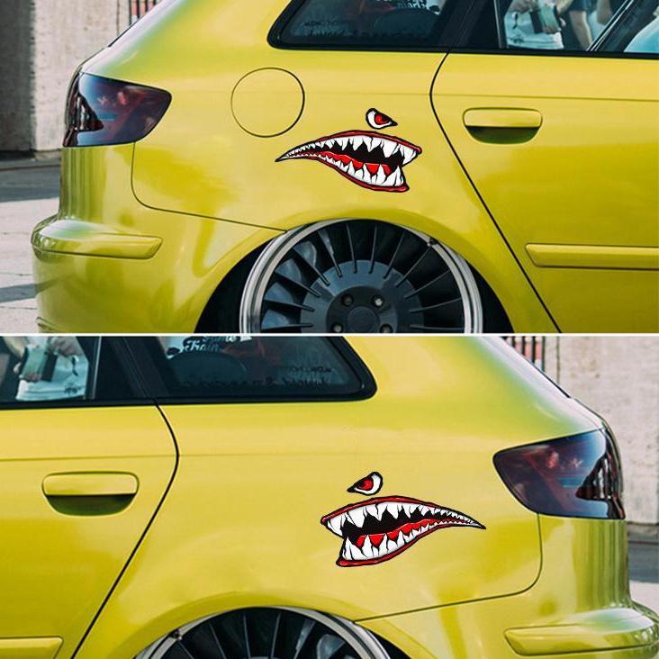 "Shark Mouth" Sticker Phản quang Xe máy Xe tay ga bên Decal Dán trang trí vui nhộn