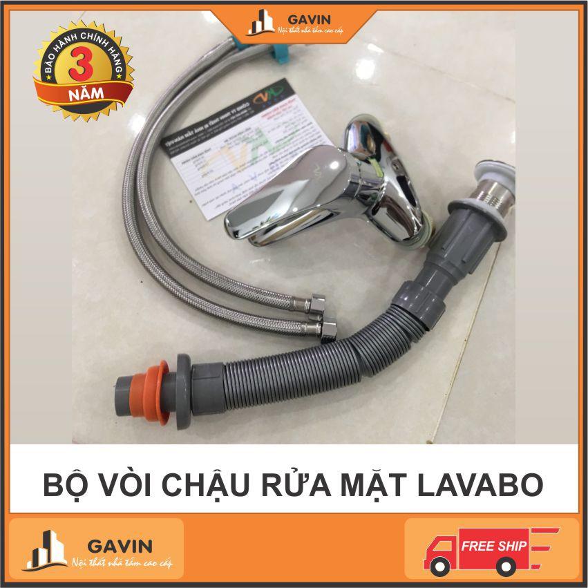 Vòi chậu rửa mặt lavabo nóng lạnh chất liệu đồng chắc chắn