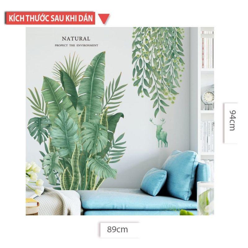 Decal trang trí chậu cây nhiệt đới size lớn