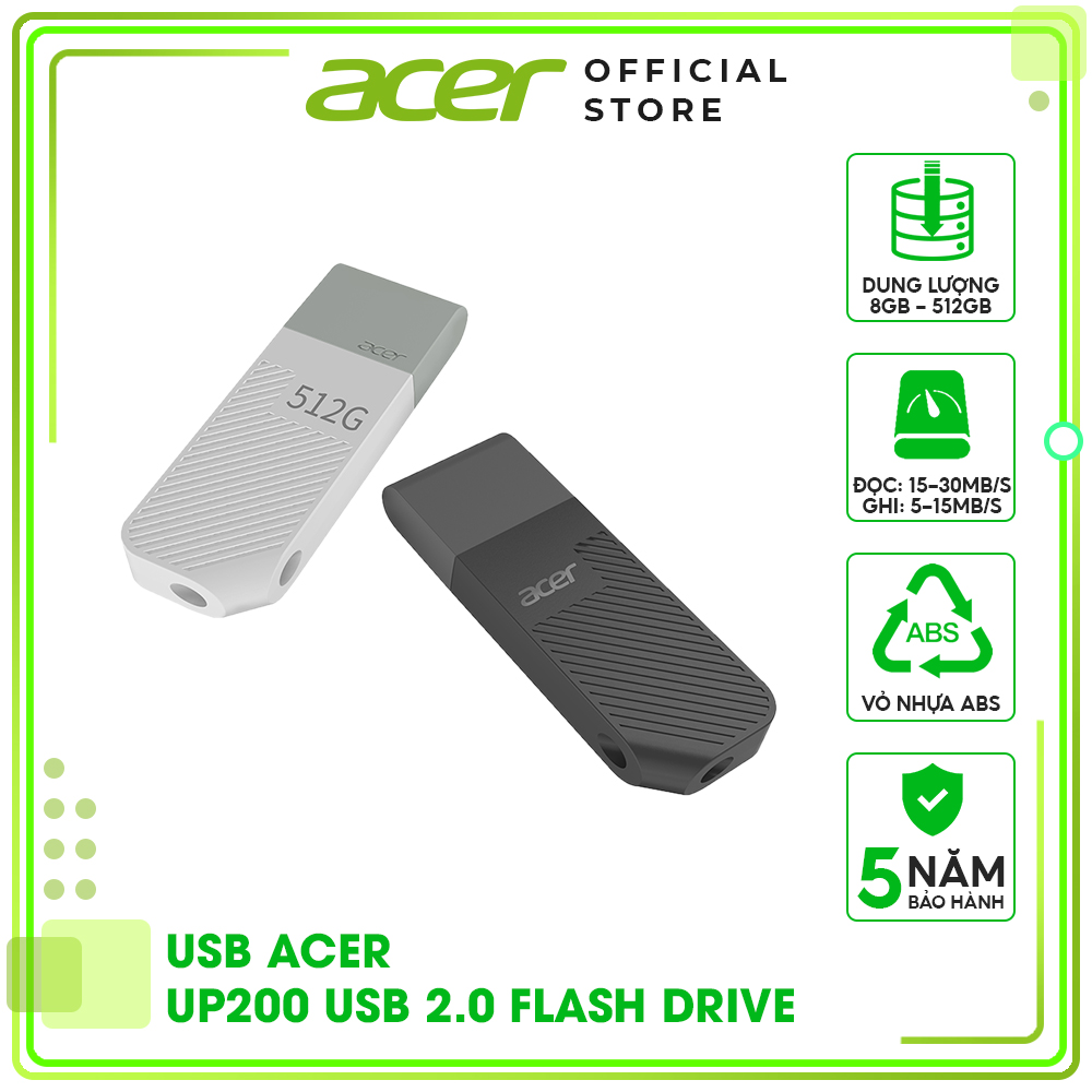 USB 2.0 Acer UP200 Dung lượng USB 8GB - 128GB - Hàng chính hãng
