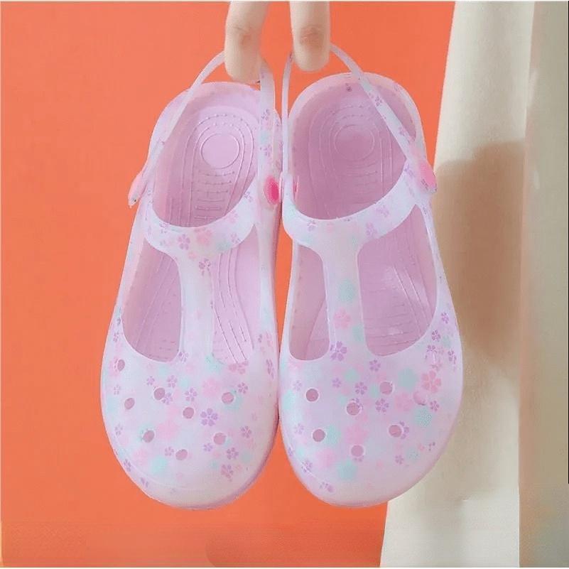 Giày Sandal Nhựa Đế Mềm Chống Trượt In Họa Tiết Thời Trang Cho Nữ