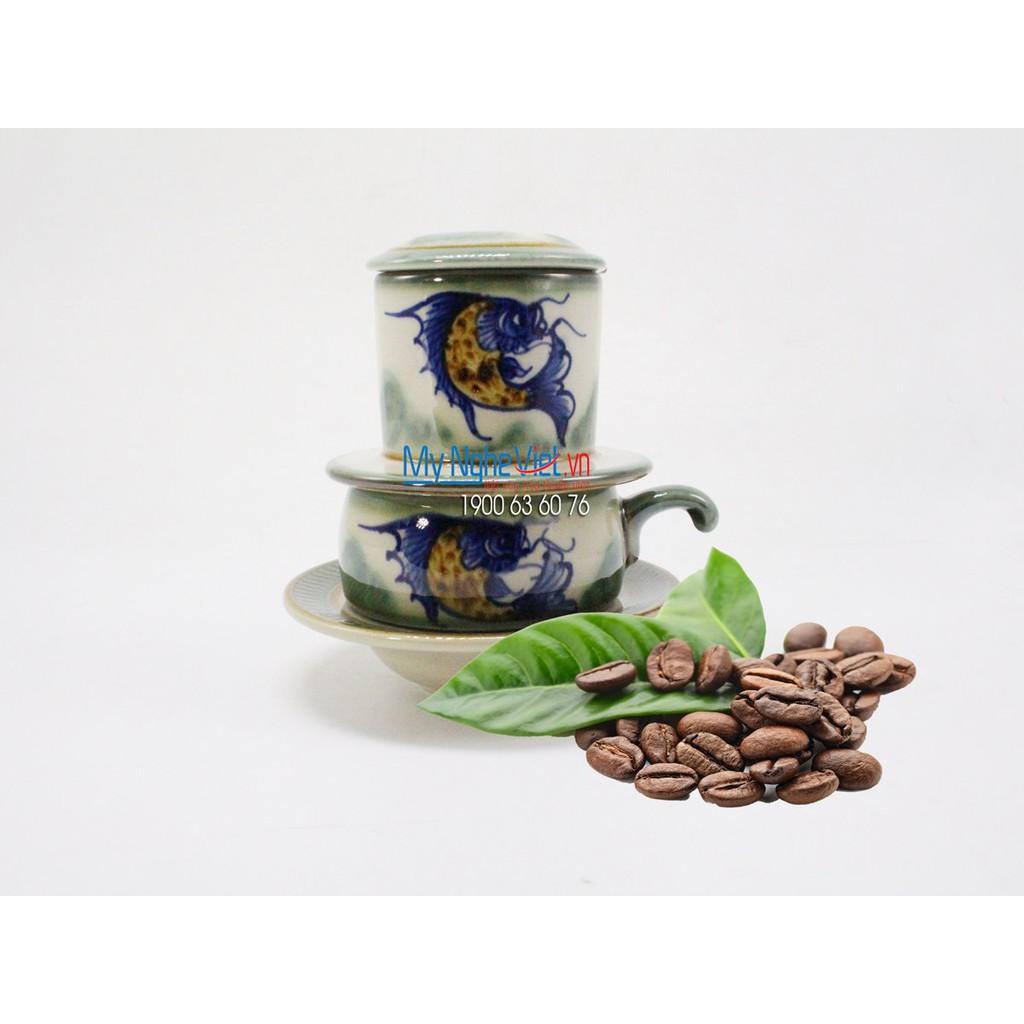 Phin Cafe Gốm Vẽ Cá Thấp MNV-CFV001