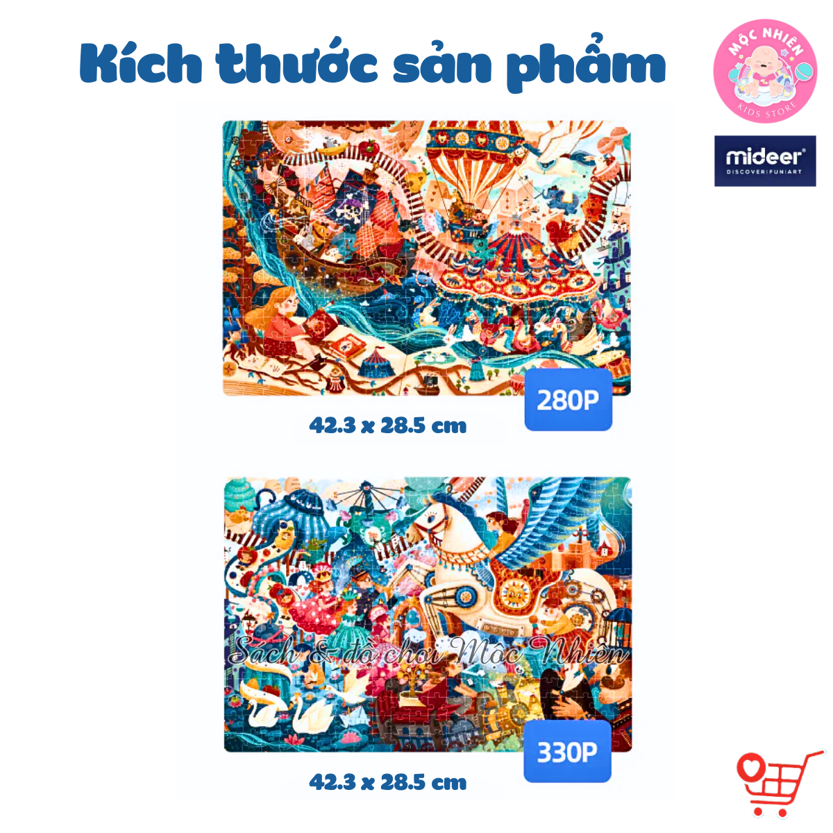 Đồ chơi xếp hình puzzle Mideer - Level 8 (02 tranh 280 và 330 mảnh ghép) - Dành cho bé từ 7 tuổi