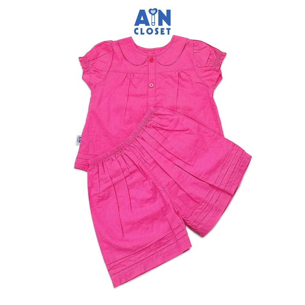Bộ quần áo ngắn bé gái Sơ mi hồng cánh sen cotton - AICDBGZTIFXD - AIN Closet