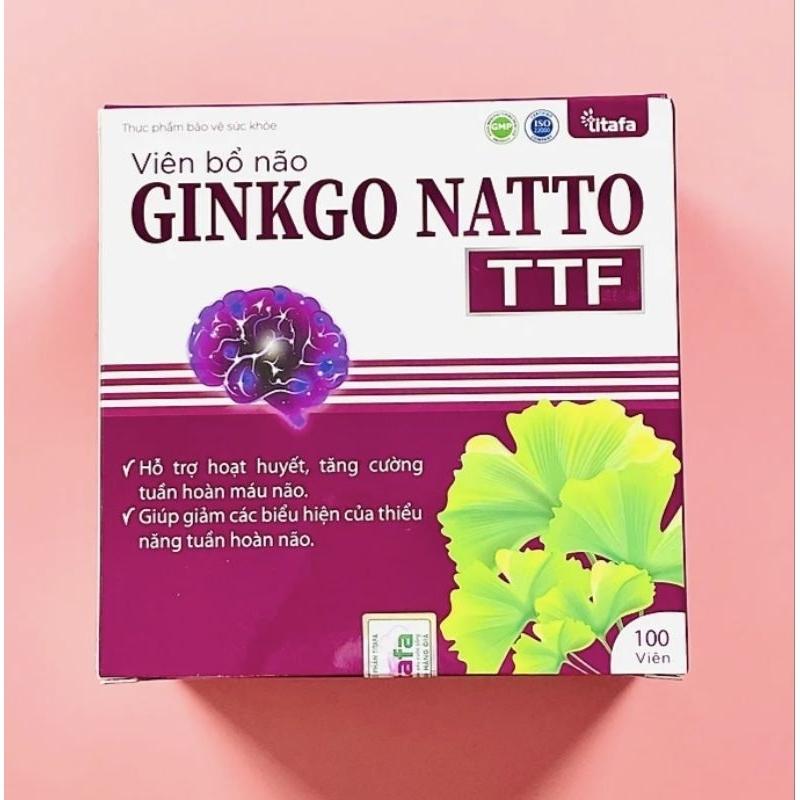 VIÊN BỔ NÃO GINKGO NATTO TTF - Hộp 100v - Tăng tuần hoàn não, giảm đau đầu, chóng mặt, tê bì chân tay, ăn ngon, ngủ ngon