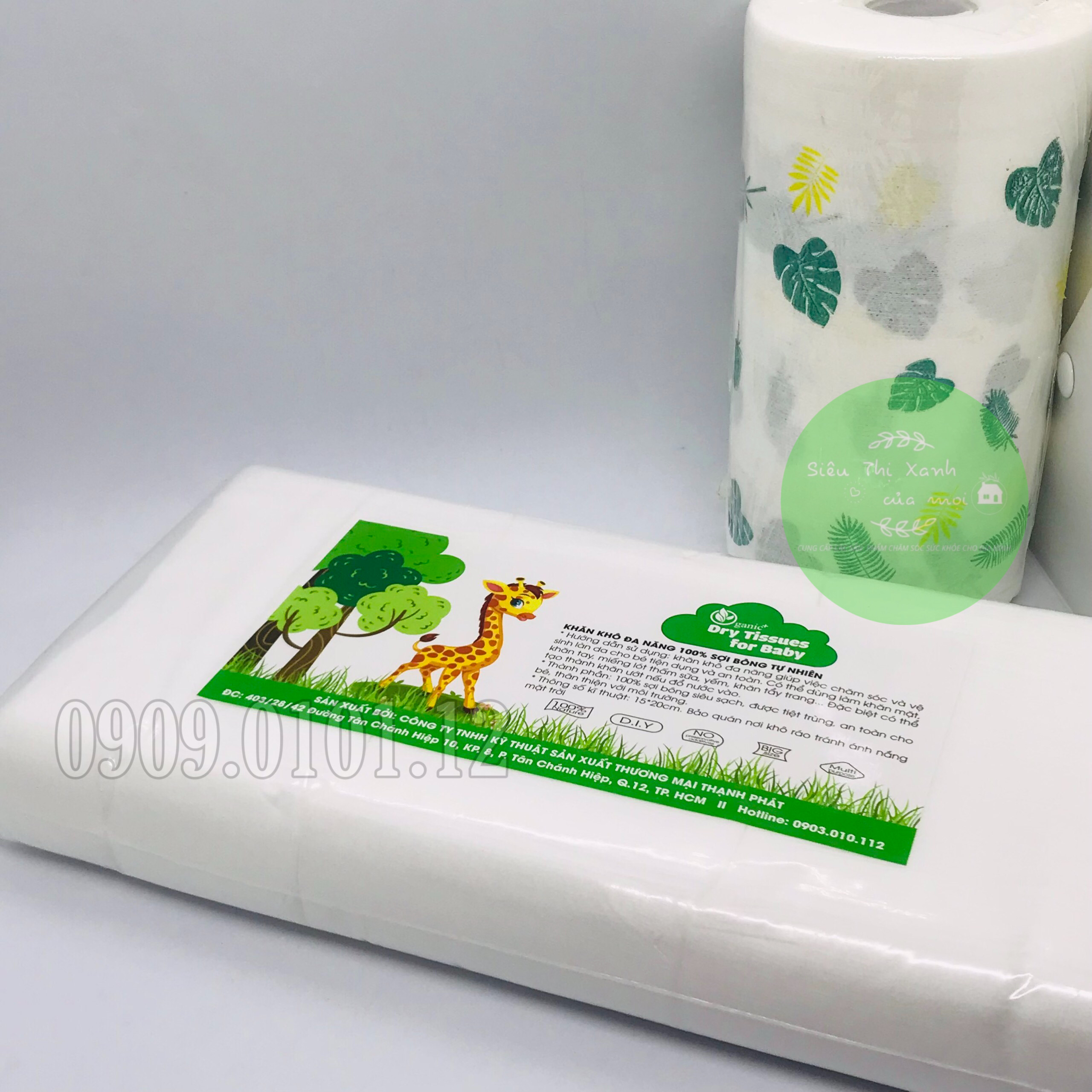 Khăn khô đa năng Oganic+, khăn lau khô hàng bịch 200gr,300gr