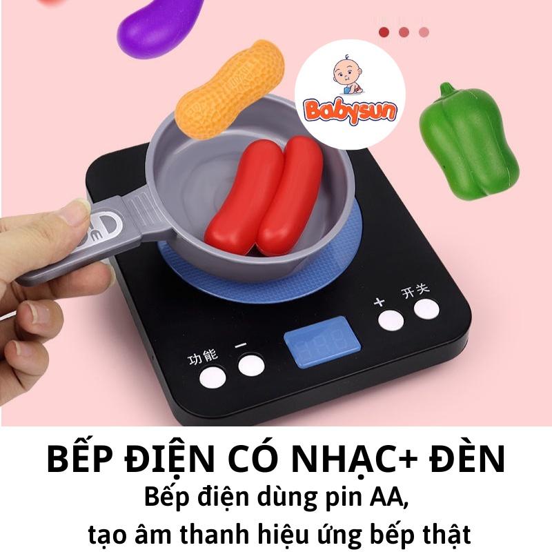 Đồ chơi nấu ăn 36 món có bếp, đèn và nhạc giống như thật, bộ đồ chơi nấu ăn dành cho bé 2-8 tuổi