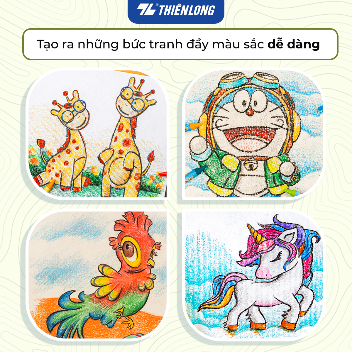 Bút sáp 12/18 màu Thiên Long Colokit - Màu sắc tươi sáng Phủ đều màu Bền màu
