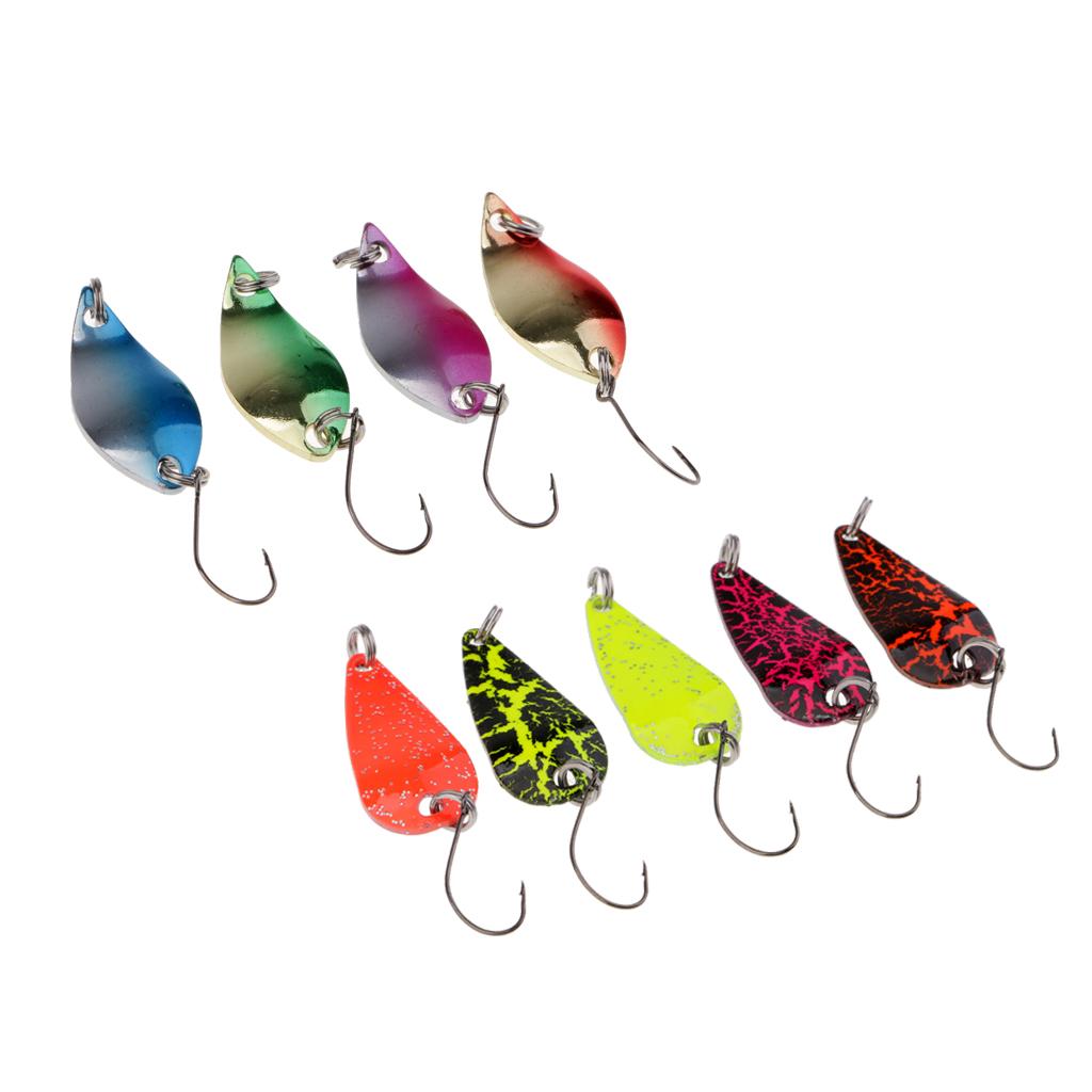 9pcs Metal Spinner Spoon Life-like Hard Baits Fishing Lure Multi Color Hooks