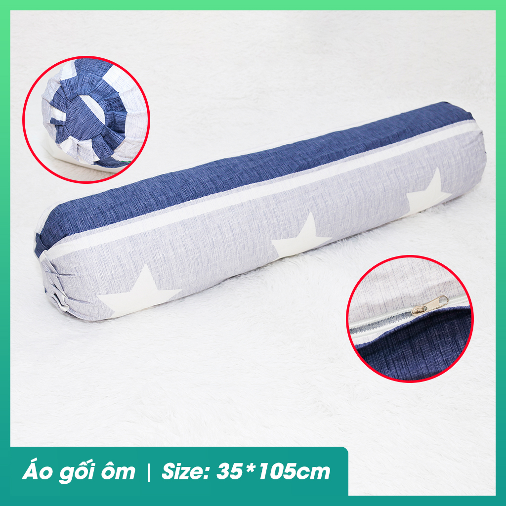 Vỏ gối ôm 35*105cm, HQ2025 chất liệu cotton lụa satin Hàn Quốc bền đẹp thoáng mát mang lại giấc ngủ ngon