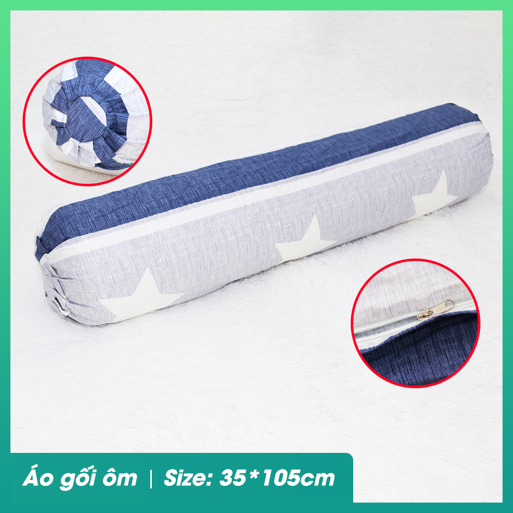 Vỏ gối ôm 35*105cm Amanda HQ2025, chất liệu cotton lụa satin Hàn Quốc được may khóa kéo dễ dàng sử dụng và vệ sinh