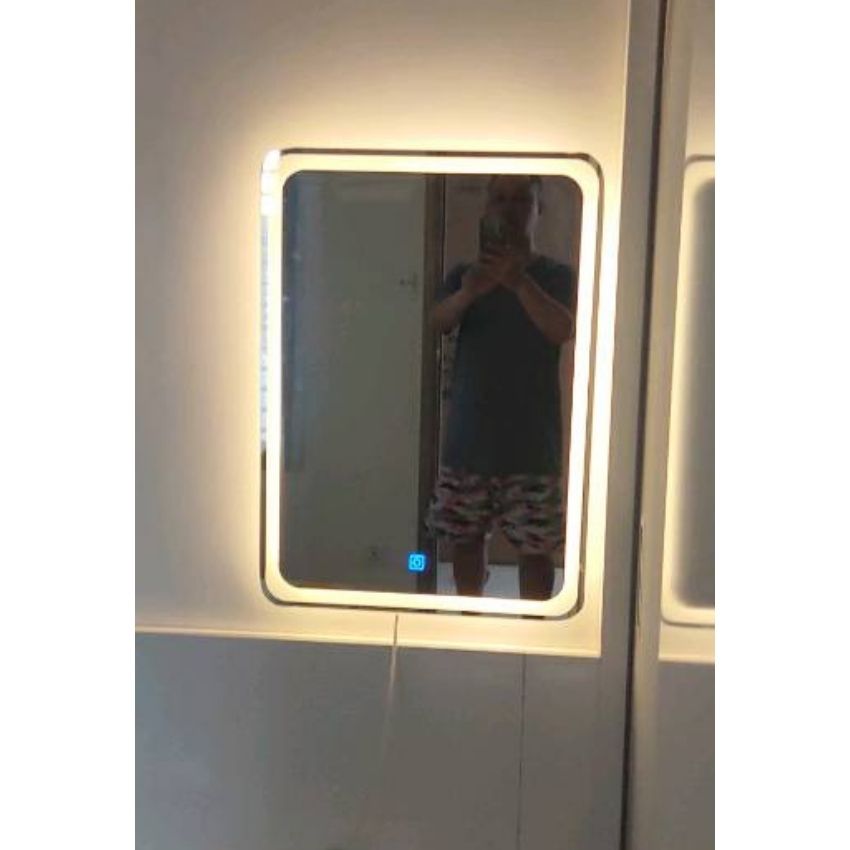 Gương led cảm ứng treo tường, gương nhà tắm phòng tắm, gương đèn led cách viền kích thước 50x70cm