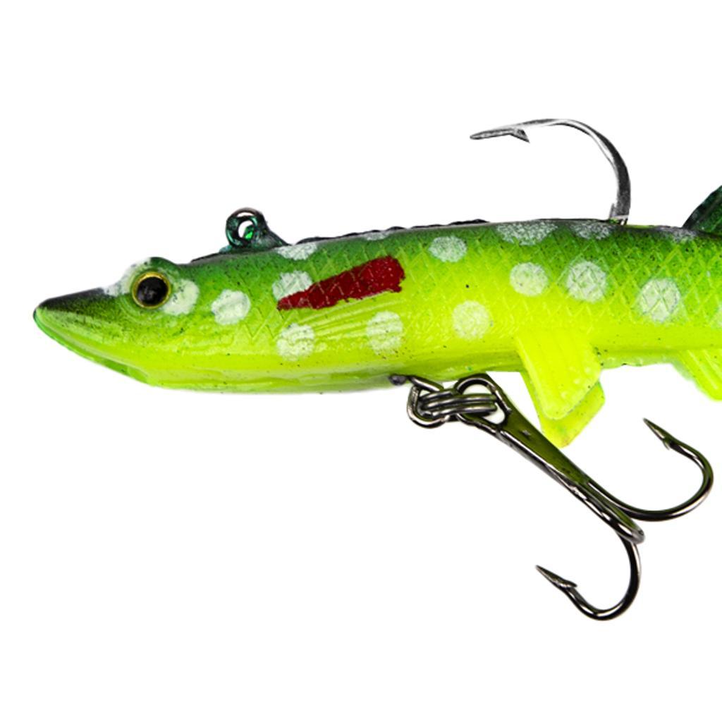 4pcs Lifelike 3D Eye Soft Lead Fishing Lures Red T Tail Sinking Swimbaits with Lead inside for Trout Bass Salmon