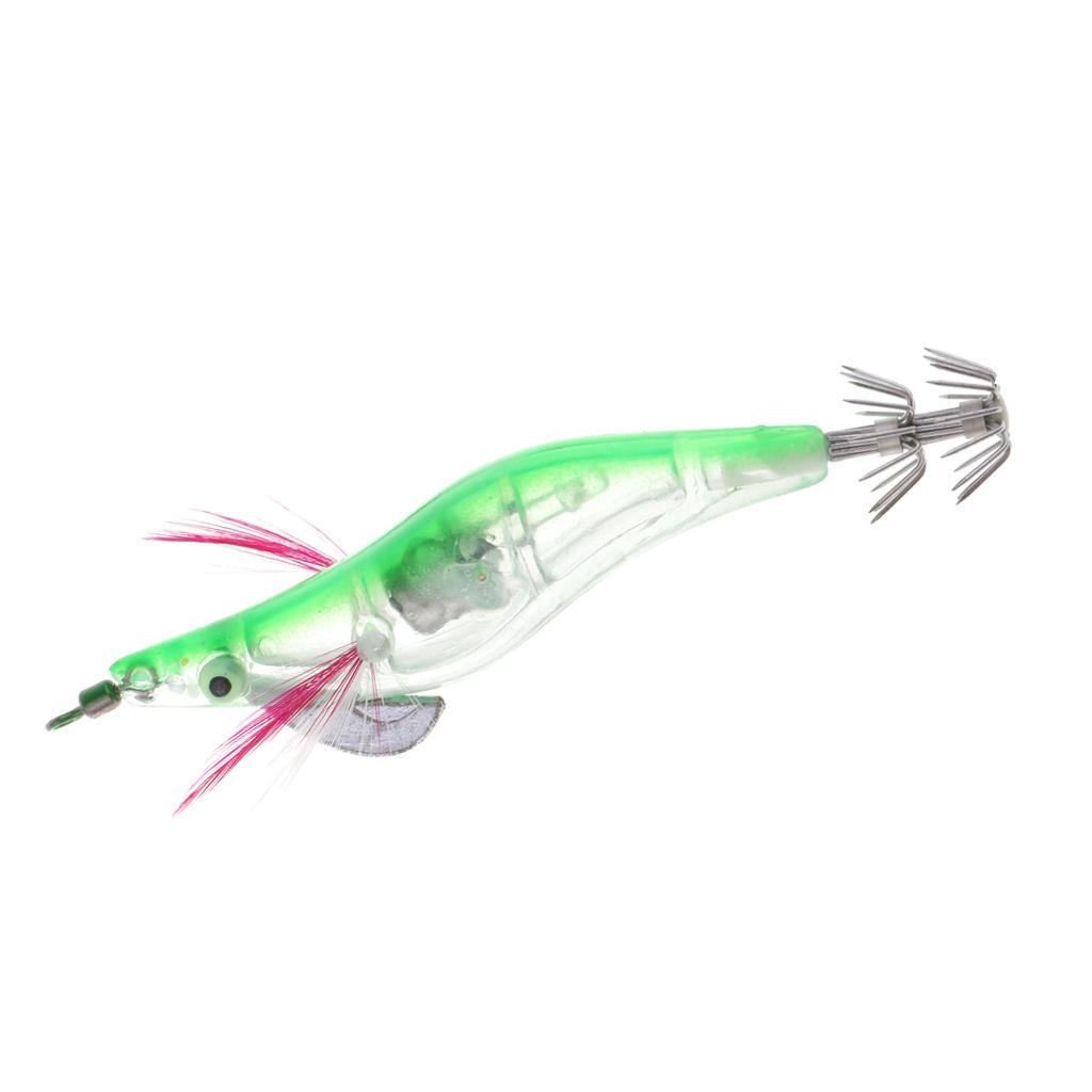 2-4pack Glow in Dark Squid Jig Hooks Shrimp Hard Fishing Lures with Noctilucent