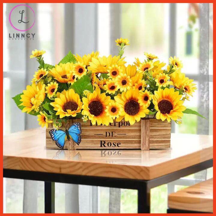 Hoa giả, giỏ hoa lụa dài 28cm nhiều mẫu trang trí nhà cửa, cửa hàng, văn phòng, lớp học