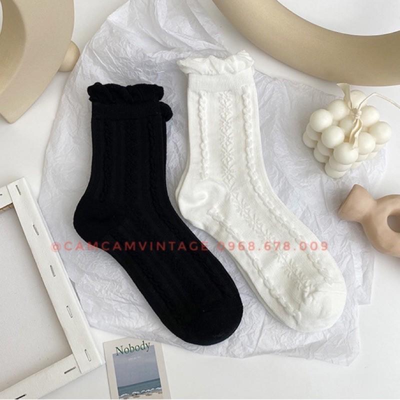 SET TẤT TRẮNG LOLITA CỔ CAO NỮ VỚ CAO CỔ TIỂU THƯ LOLITA TẤT VỚ NỮ CỔ BÈO NHÚN ULZZANG STYLE HÀN QUỐC