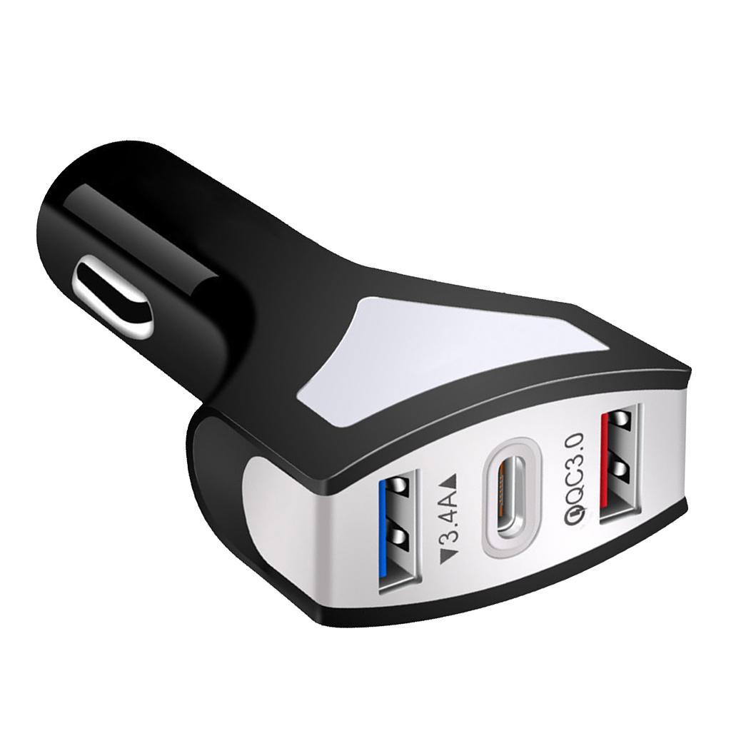 QC3.0 Universal Dual Port LED USB Smart Car Quick Charge Adapter Black