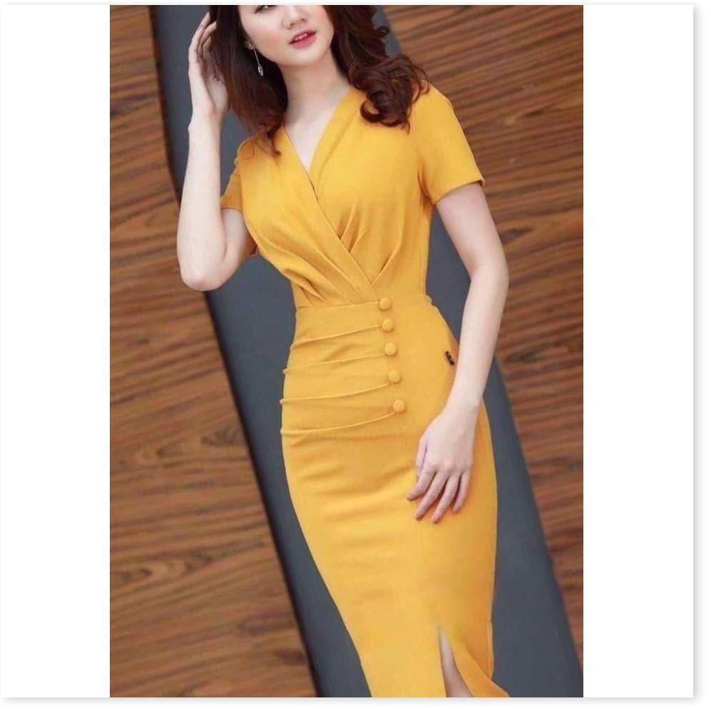 Đầm body dự tiệc nút bọc siêu sang cho chi em tự tin