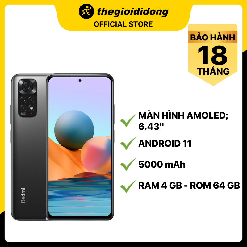 Điện thoại Xiaomi Redmi Note 11 (4GB/64GB) - Xám - Hàng chính hãng