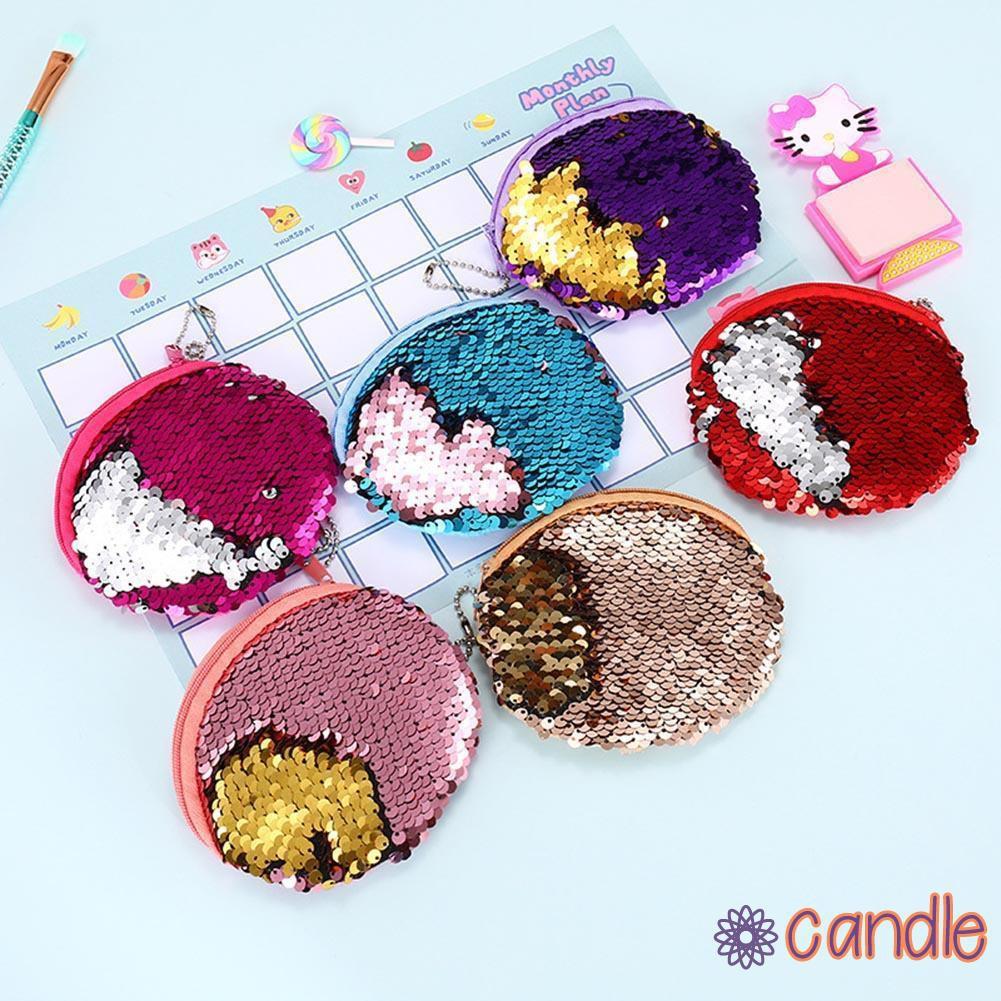 Ví Tròn Đựng Tiền Xu Đính Sequin Lấp Lánh Cho Nữ