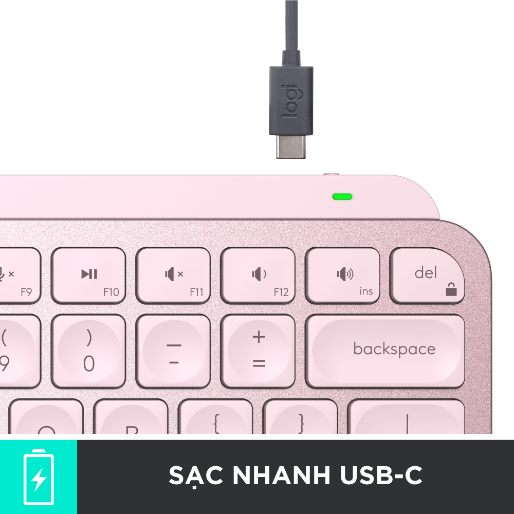 Bàn phím không dây Bluetooth Logitech MX Keys Mini - Nhỏ gọn, Sạc USB-C, Phím tắt thông minh, Có bản cho Mac - Hàng chính hãng