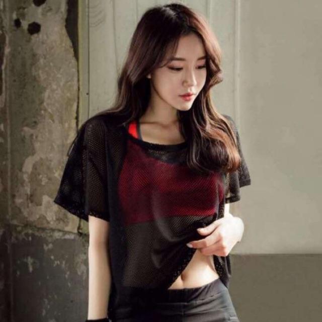 Áo Lưới Croptop Tập Gym Yoga Mặc Đi Biển Sexy và Quyến Rũ A01