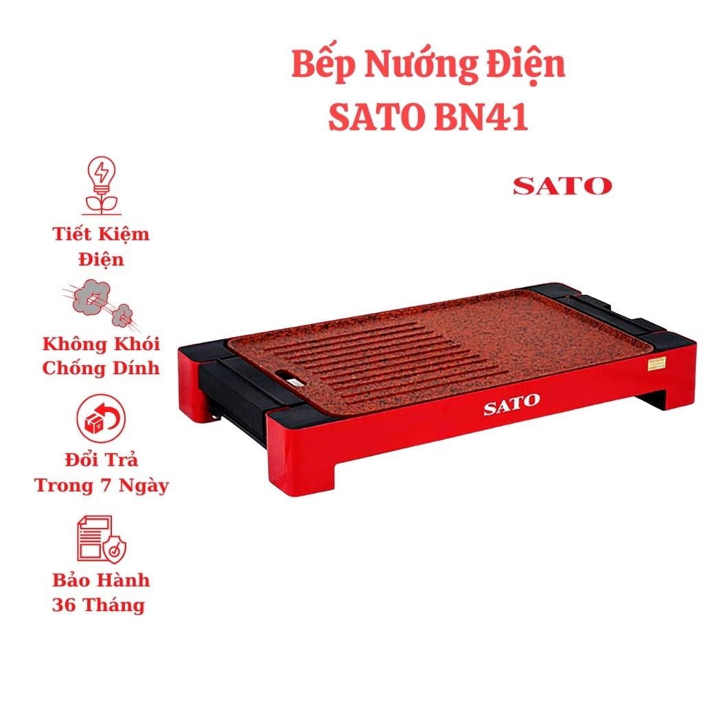 Bếp nướng điện không khói SATO hợp kim nhôm đúc nguyên khối phủ chống dính cao cấp công nghệ Nhật Bản - Hàng chính hãng SATO