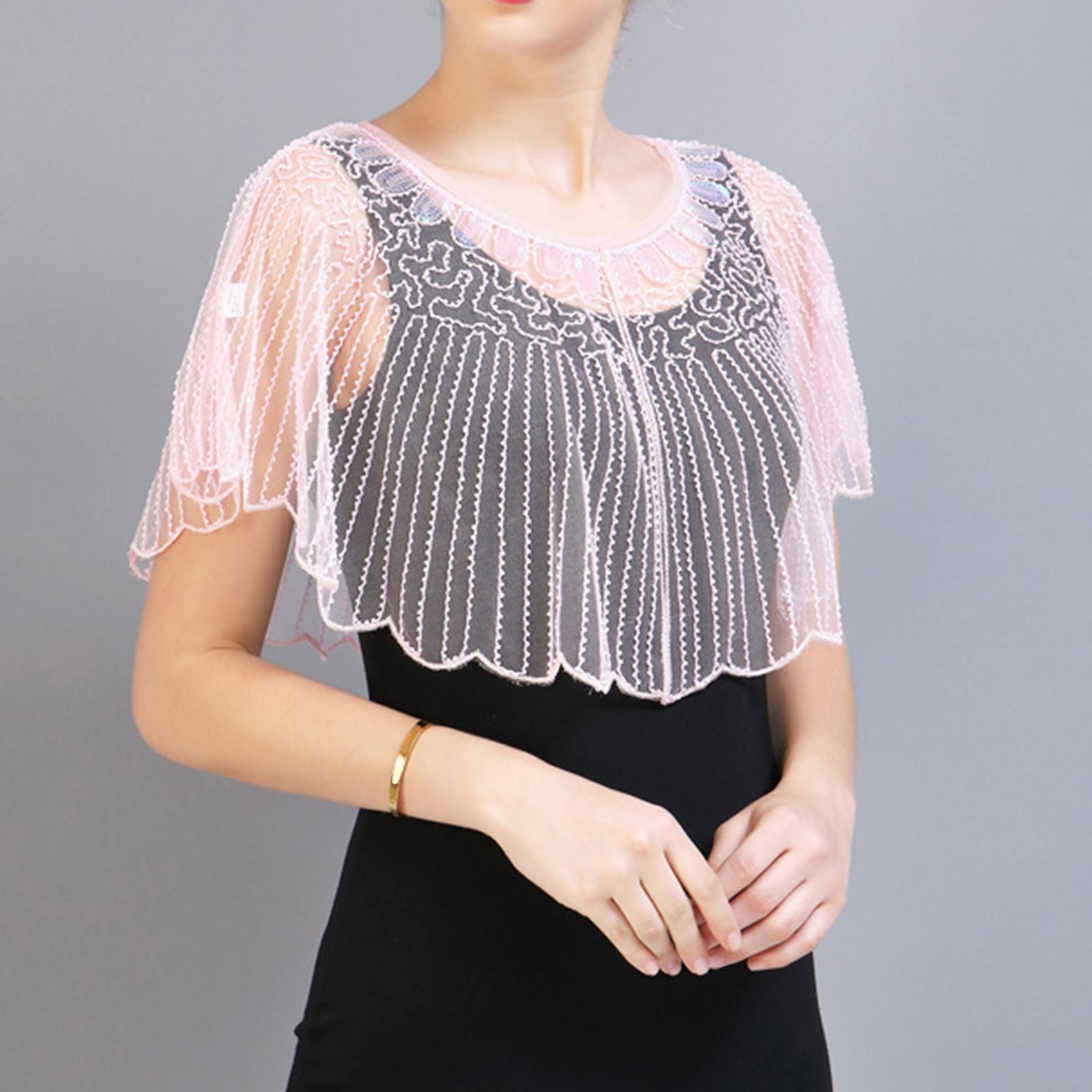 Women’s Shawl Wrap, Sequin Shawl Cape, Casual Shawl Scarf Dresses Fashionable Clothing Sequin Bridal Shawl Evening Cape for Summer Dance Party