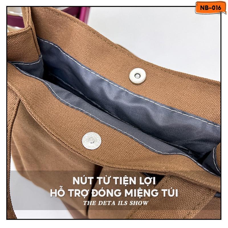 Túi Vải Canvas Đeo Chéo Unisex Nhiều Ngăn Size A4 Đựng Vừa Tất Cả Các Loại Tạp Chí Sách Vở Nhiều Màu NB-016