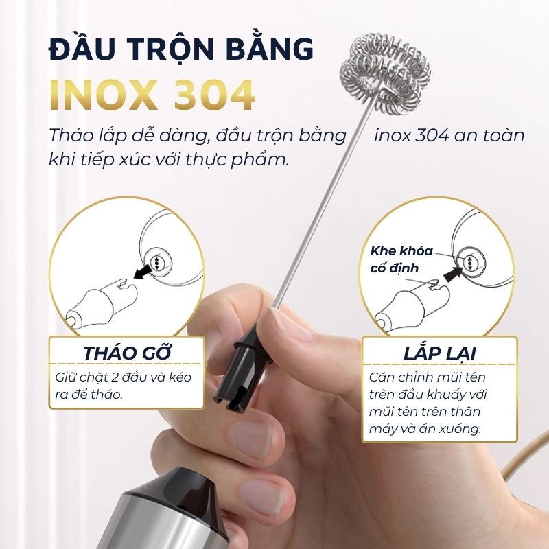 Máy đánh bọt cafe cầm tay DandiHome có giá treo, sạc điện, 10w, hàng chính hãng bảo hành 12 tháng