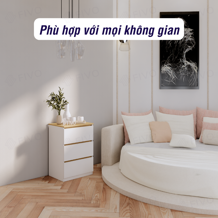 Tủ Đầu Giường Gỗ FIVO FT19 Có Hộc, Ngăn Kéo Cao Cấp, Tay Cầm Thiết Kế Thẩm Mỹ