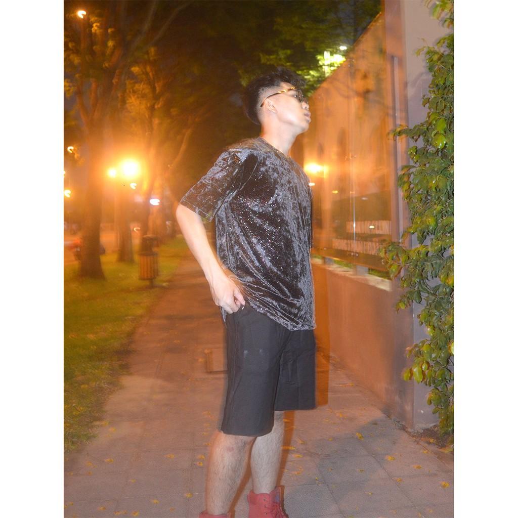 Áo thun nhung nam nữ unisex Ánh kim tuyến In Black - Giá sỉ Unisex aothununisex aophongnam