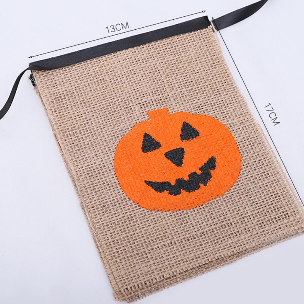 Halloween Pumpkin Bunting Burlap Banner Garland Party Wall Hanging Decor