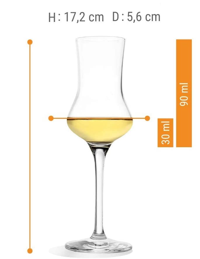 Ly Rượu Đẹp Bằng Pha lê không chì - Phù hợp cho rượu khai vị và rượu mạnh - Lý tưởng để thưởng thức hương thơm trái cây của rượu Grappa - Stoelzle Bar Liqueur Spirits Grappa Glass