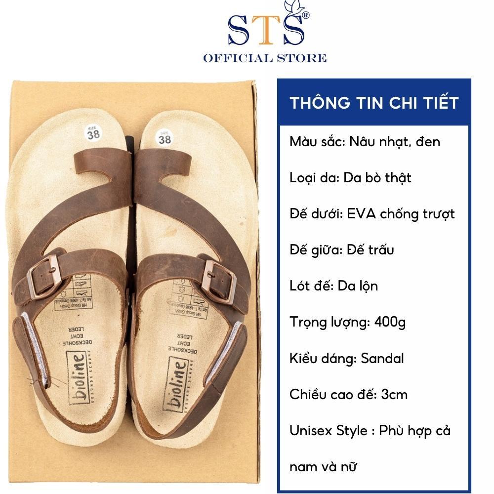 Giày Sandal Birken nam nữ DA BÒ THẬT NGUYÊN TẤM quai chéo cao cấp hàng xuất khẩu siêu bền đi học đi biển sành điệu ST20